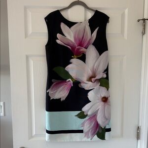 Ted Baker Navy Dress with Pink Floral Design